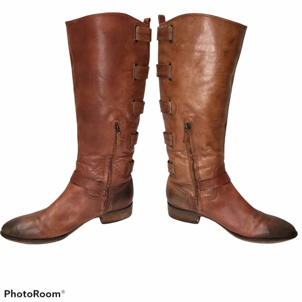 Arturo Chiang Burnished Leather Boots Size 9.5